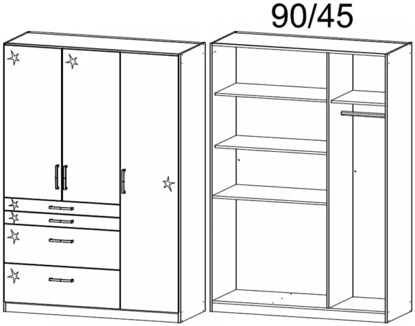 Rauch Homburg 3 Door Combi Wardrobe in Grey - 136cm - Image 2
