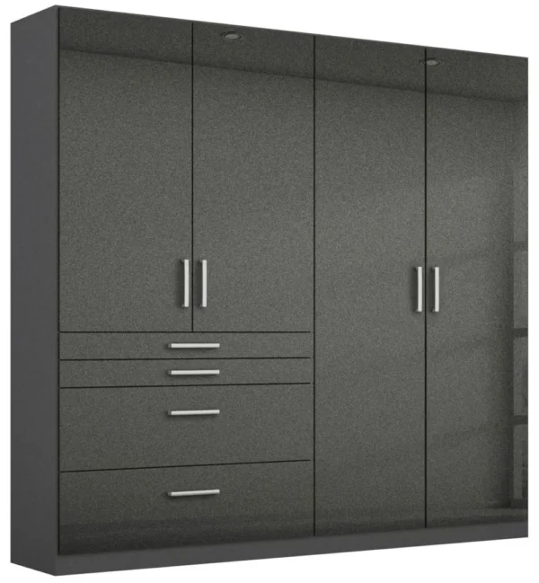 Rauch Homburg 4 Door Combi Wardrobe in Grey - 181cm