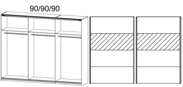 Rauch Quadra 2 Door Sliding Wardrobe in White Partial Glass - W 271cm - Image 2
