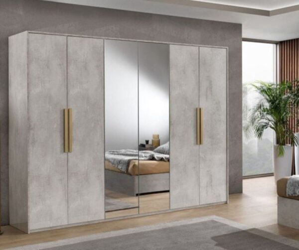 H2O Design Sole Grey Italian 6 Door Wardrobe