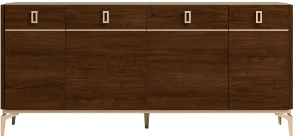 Status Eva Day Walnut Brown Italian 4 Door Buffet Large Sideboard