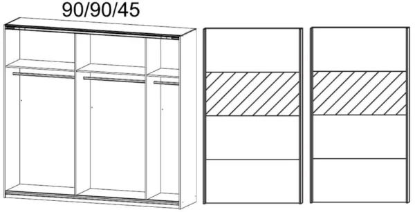 Rauch Quadra 2 Door Sliding Wardrobe in White and Silk Grey Glass - W 226cm - Image 2