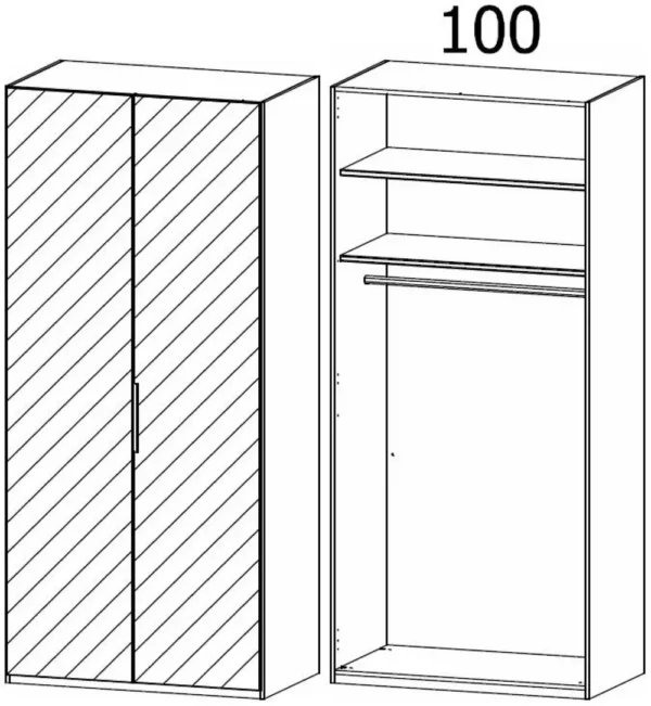 Rauch Miramar 2 Door Mirror Wardrobe in Graphite - W 101cm - Image 2