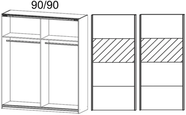Rauch Quadra 2 Door Sliding Wardrobe in White Partial Glass - W 181cm - Image 2