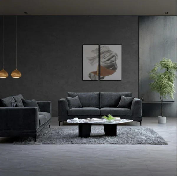 Aluxo Lenox Sofa Range in Steel Velvet - Image 2