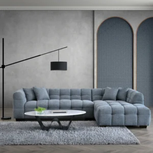 Aluxo Tribeca Corner Group in Iron Boucle Fabric