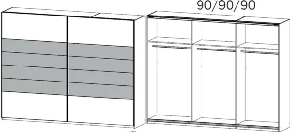 Rauch Barcelona 2 Door Sliding Wardrobe in Oak and White - W 226cm - Image 2