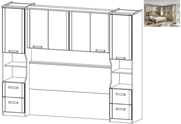 Rauch Rivera Overbed Unit for Divan Bed in Sonoma Oak - 140cm x 190cm