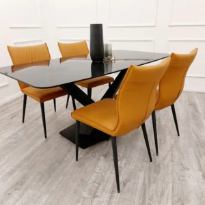 Apollo 1.6 Black Dining Table with Black Sintered Stone With 4 Chairs