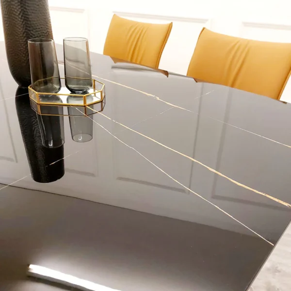 Apollo 1.6 Black Dining Table with Black Sintered Stone With 4 Chairs - Image 3