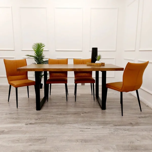 Freya 1.8 Dining Table with 4 Flora Tan Chairs - Image 2