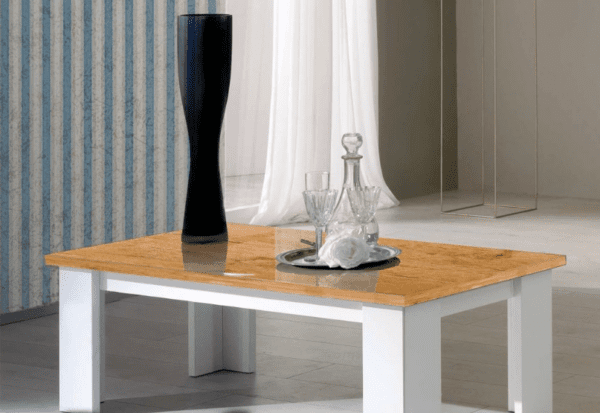 Ben Company Stella White and Oak Finish Italian Coffee Table