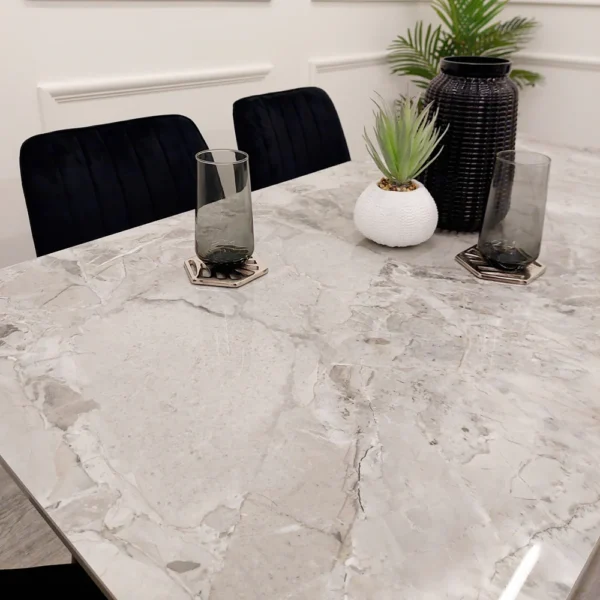 Titus 1.4 Black Dining Table with Sintered Stone Top With 4 Chairs - Image 2