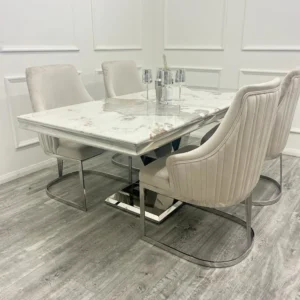 Venice Light Grey Marble Dining Table