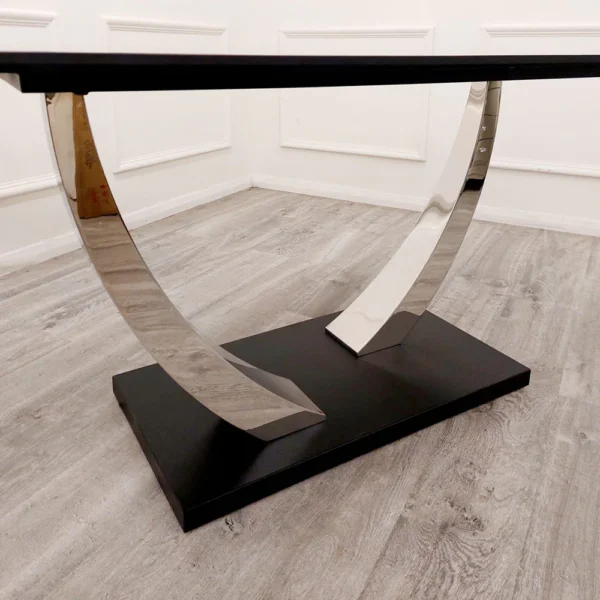 Venus 1.6 Chrome Dining Table with Black Sintered Stone Top With 4 Chairs - Image 3