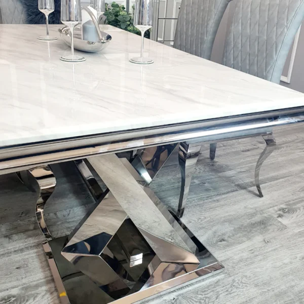 Xavia 1.8 White Marble Dining Table With 4 Chairs - Image 2
