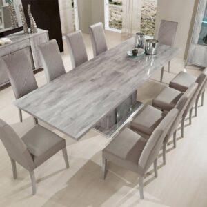 H2O Design Alexa Light Grey Italian Extending Dining Set with 10 Upholstered Chairs