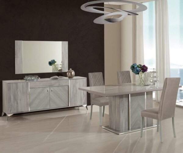 H2O Design Alexa Light Grey Italian Extending Dining Set with 8 Upholstered Chairs