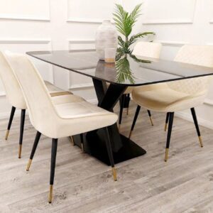 Furnish 365 Apollo Black Sintered Stone and Black Dining Table