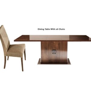 H2O Design Athen Rovere Monte Italian Extending Dining Set with 6 Upholstered Chairs