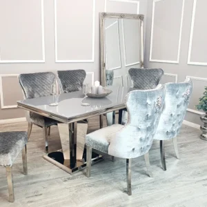 Athena 1.8m Light Grey Marble Dining Table And Chelsea Dining Chair