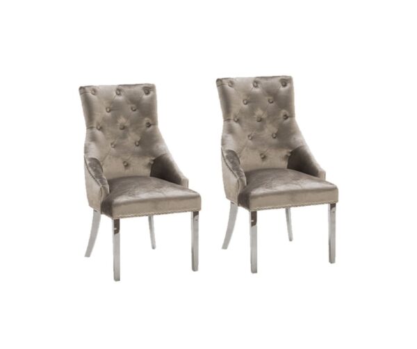 Vida Living Belvedere Champagne Knockerback Dining Chair in Pair