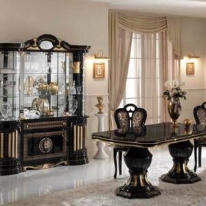 Ben Company Betty Black and Gold Finish Italian 4 Door Vitrine