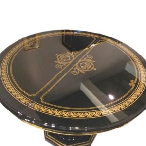 Ben Company Betty Black and Gold Finish Italian Round Extension Dining Table Only