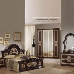 Ben Company Sara Mahogany Bed Group Set with 6/4 Door Wardrobe