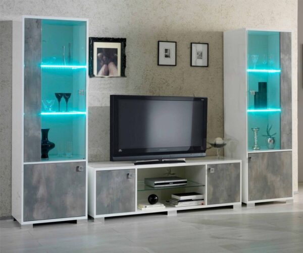 Ben Company Stella White and Grey Finish Italian TV Composition Set