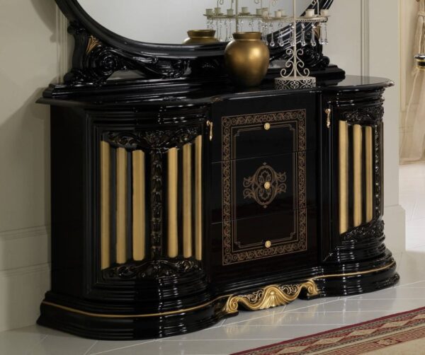 Ben Company Betty Black and Gold Finish Italian 4 Door Buffet