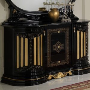 Ben Company Betty Black and Gold Finish Italian 3 Door Buffet