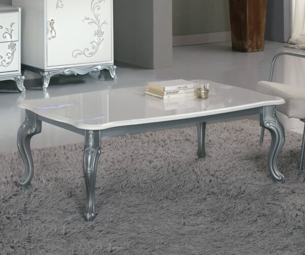 Ben Company Daniela White and Silver Italian Coffee Table