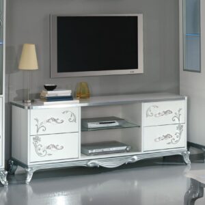 Ben Company Daniela White and Silver Italian Plasma TV Cabinet