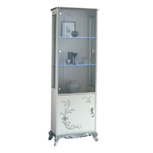 Ben Company Daniela White and Silver Italian 1 Door Vitrine