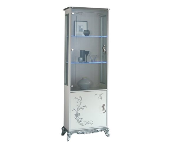 Ben Company Daniela White and Silver Italian 1 Door Vitrine
