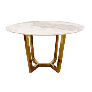 Furnish 365 Lucien Pandora Gold Sintered Stone and Gold Dining Table(W120cm)