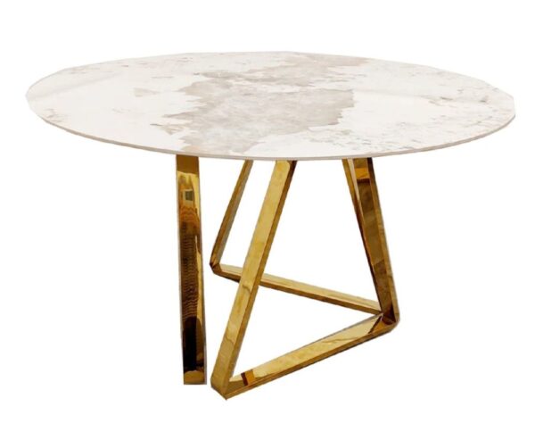 Furnish 365 Nero Sintered Stone and Gold Round Dining Table