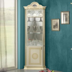 Ben Company New Venus Beige and Gold Italian Corner Display Cabinet