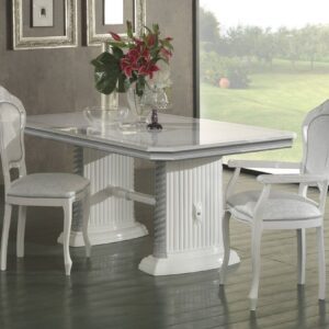 Ben Company New Venus White and Silver Italian Extension Dining Table Only