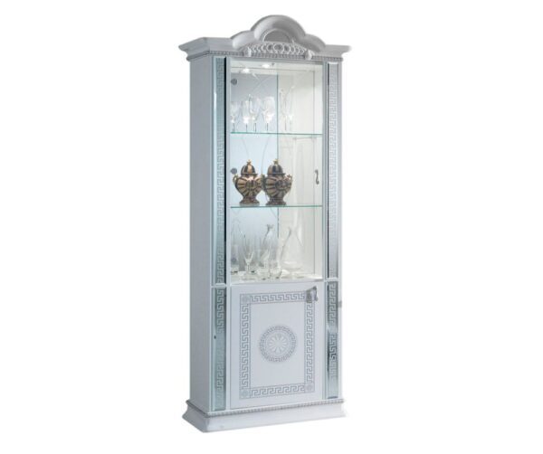Ben Company New Venus White and Silver Italian 1 Door Vitrine