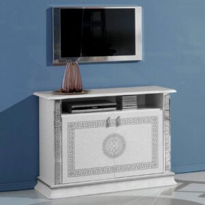Ben Company New Venus White and Silver Italian TV Cabinet