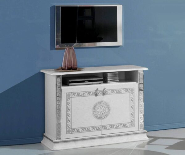Ben Company New Venus White and Silver Italian TV Cabinet