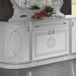 Ben Company New Venus White and Silver Italian 4 Door Buffet