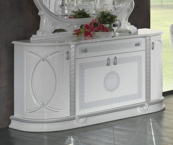 Ben Company New Venus White and Silver Italian 4 Door Buffet
