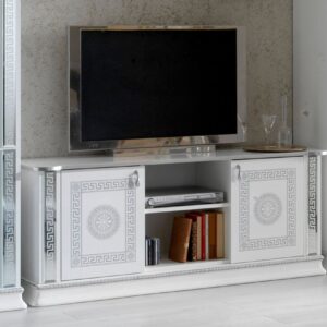 Ben Company New Venus White and Silver Italian Plasma TV Cabinet