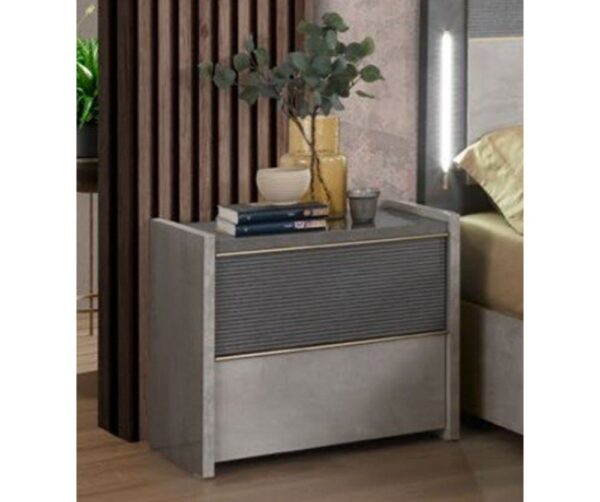 H2O Design Sole Grey Italian 2 Drawer Night Table