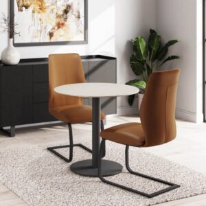 Vida Living Quinn Taupe Circular Dining Table (W80cm)