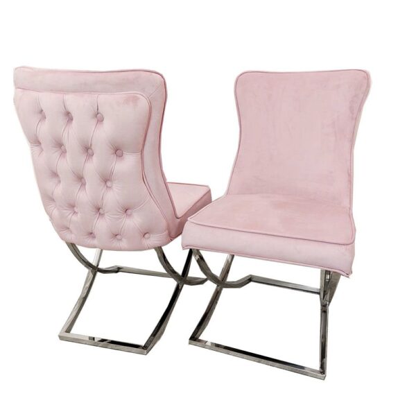 Furnish 365 Sandhurst Pink Buttoned Back Dining Chair With Crossed Leg