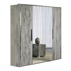 H2O Design Serena Light Grey Italian 4 Door Wardrobe